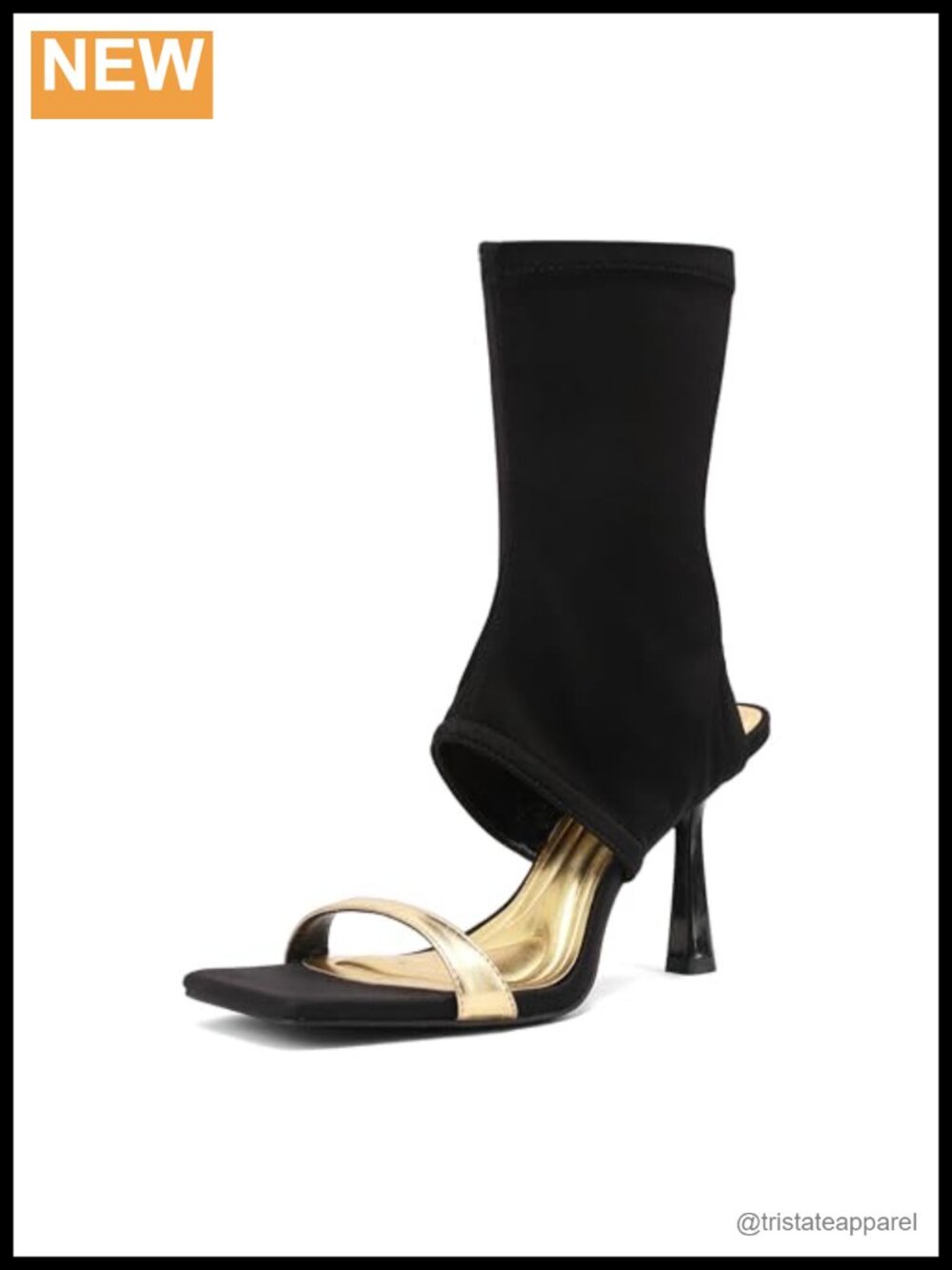 Stretch Open Toe Stiletto Heel Sandal Boots Square Toe for Party Evening